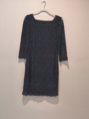 Adrianna Papell  navy blue lace sheath dress